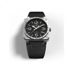 柏莱士/Bell&ross Instruments 系列 42MM 缎光修饰的抛光精钢 自动机械机芯 男表 BR0393-GMT-ST-SCA
