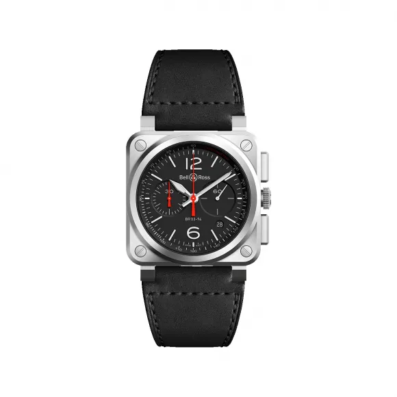 柏莱士/Bell&ross 42 MM 缎面抛光不锈钢 自动机械机芯 男表 BR0394-BLC-ST-SCA