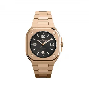 柏莱士/Bell&ross Instruments 系列 40MM 经抛光和缎光处理的18K玫瑰金 自动机械机芯 男表 BR05A-BL-PG-SPG