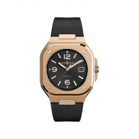 柏莱士/Bell&ross Instruments 系列 40MM 经抛光和缎光处理的18K玫瑰金 自动机械机芯 男表 BR05A-BL-PG-SRB