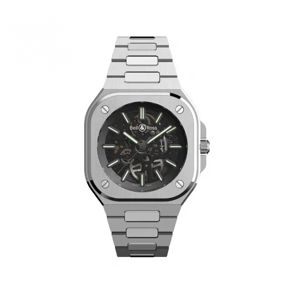 柏莱士/Bell&ross Instruments 系列 40MM 磨砂与抛光精钢 自动机械机芯 男表 BR05A-BL-SK-ST-SST