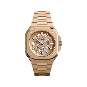 柏莱士/Bell&ross Instruments 系列 40MM 磨砂与抛光18K玫瑰金 自动机械机芯 男表 BR05A-PG-SK-PG-SPG