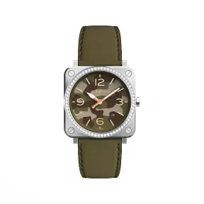 柏莱士/Bell&ross Instruments 系列 39MM 磨砂抛光精钢 石英机芯 男表 BRS-CK-ST-LGD-SCA