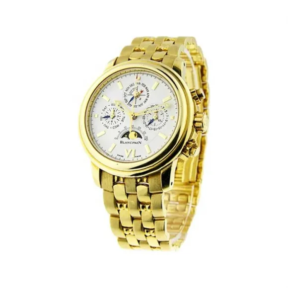 宝珀/Blancpain 38MM 18K黄金 自动机械机芯 男表 2585-1418-31