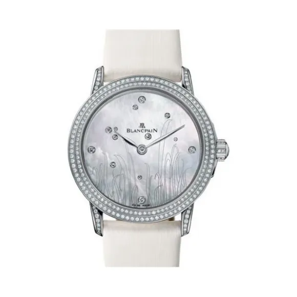 宝珀/Blancpain Women 女装腕表系列 18k白金镶钻 自动机械机芯 女表 3300-35C54E-52B