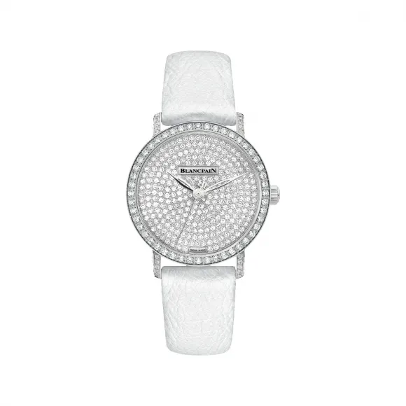 宝珀/Blancpain Villeret系列 白色金表壳 自动机械机芯 女表 6104-1963-58A