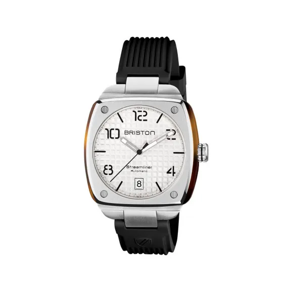 布里斯顿/briston 40 x 40 MM 醋酸酯 玳瑁纹和 拉丝钢表圈 自动机械机芯 男表 23640.S.T.2