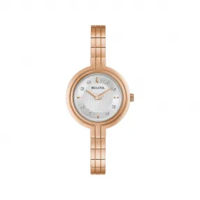 宝路华/Bulova Diamond 系列 30 mm 玫瑰金色不锈钢  女表 97P145