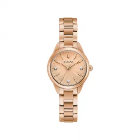 宝路华/Bulova Classic 系列 28 mm 玫瑰金色不锈钢 石英机芯 女表 97P151