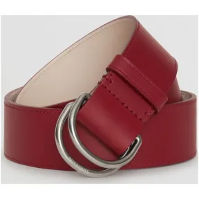 博百利/Burberry 女士 皮革双 D 型环腰带 (绯红色 / 石灰岩色) 40802531