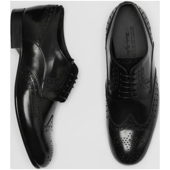博百利/Burberry 男士 镂空雕花装饰皮革德比鞋 (黑色) - 男士  80050021