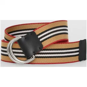 博百利/Burberry 男士 标志性条纹双 D 型环腰带 (古典黄色) - 男士  80082241