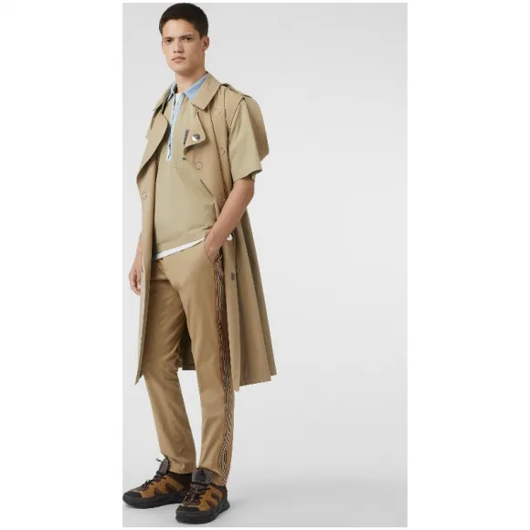 博百利/Burberry 男士 标志性条纹修身剪裁棉质卡其裤 (蜂蜜色) - 男士  80094671
