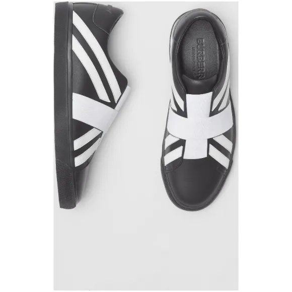 博百利/Burberry 男士 英国国旗图案休闲运动鞋 (黑色) - 男士  80108671