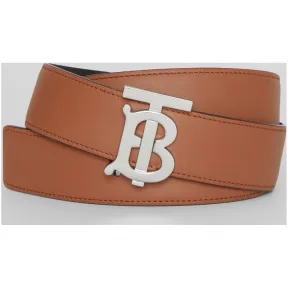 博百利/Burberry 女士 两面双用专属标识图案皮革腰带 (麦芽棕 / 黑色) 80117011