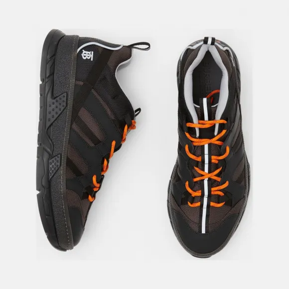 博百利/Burberry 男士 网眼拼磨绒 Union 运动鞋 (黑色 / 灰色) 80133941