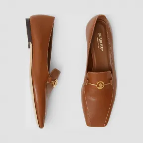 博百利/Burberry 女士 专属标识图案皮革休闲便鞋 (棕褐色) 80155711