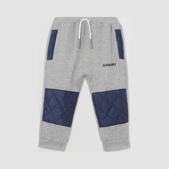 博百利/Burberry 童装 菱形绗缝装饰棉质运动裤 (麻灰色) 80212401