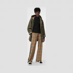 博百利/Burberry 女士 Vintage 格纹缎面装饰棉质长裤 (古典黄色) 80227111