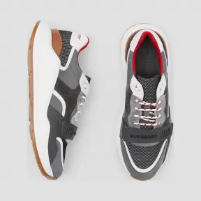 博百利/Burberry 麂皮、皮革拼网眼运动鞋 (多色) - 男士  80240811