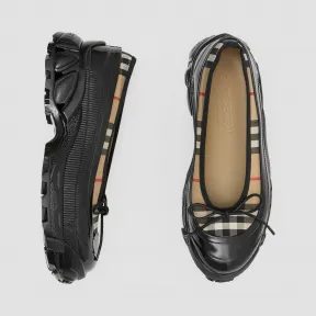 博百利/Burberry Vintage 格纹围覆细节棉质平底鞋 (典藏米色) - 女士  80253171
