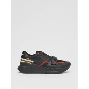 博百利/Burberry Vintage 格纹皮革网布运动鞋 (黑色) - 男士 80341271