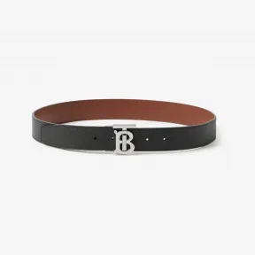 博百利/Burberry 双面两用专属标识装饰皮革腰带 (黑色 / 棕褐色) - 男士 80432471