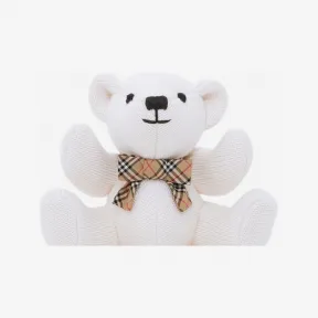 博百利/Burberry Thomas 泰迪熊格纹蝴蝶结丝毛混纺摇铃 (象牙色) 80519861