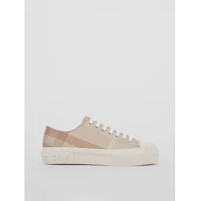 博百利/Burberry 格纹棉质运动鞋 (柔黄褐色) - 女士 80539901