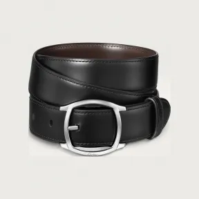 卡地亚/Cartier L5000606 - Drive de Cartier皮带 黑色和棕色 牛皮 - 黑色牛皮 镀钯装饰搭扣