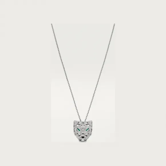 卡地亚/Cartier N7424209 - Panthère de Cartier卡地亚猎豹项链 铺镶钻石 18K白金 - 白金 祖母绿 钻石 缟玛瑙