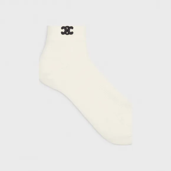 思琳/Celine 女士 「TRIOMPHE」羊毛袜 - 米白色 2A32T495P.01OW