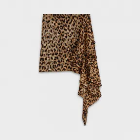 思琳/Celine 女士 豹纹印花真丝锦纶混纺“围巾”细节短裙 2J065005F.19LE