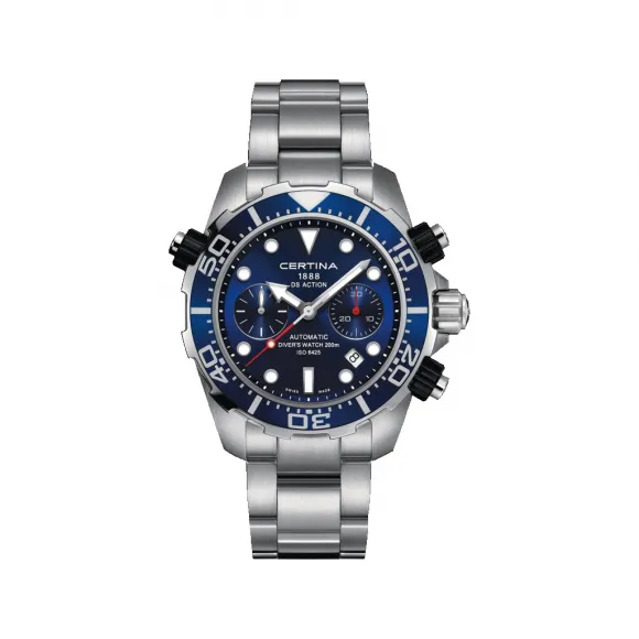 雪铁纳/Certina DS Action Diver 动能系列自动潜水计时码表 45.20 MM 带有 PVD 涂层的 316L 精钢 自动机械机芯 男表 C013.427.11.041.00