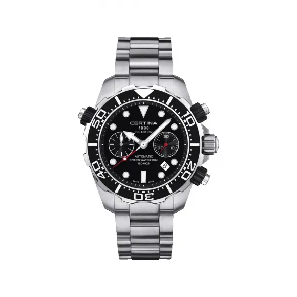 雪铁纳/Certina DS Action Diver 动能系列自动潜水计时码表 45.20 MM 带有 PVD 涂层的 316L 精钢 自动机械机芯 男表 C013.427.11.051.00
