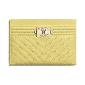 香奈儿/Chanel BOY CHANEL卡套  颗粒压花小牛皮与金色金属  黄 A84431-B00315-N6508