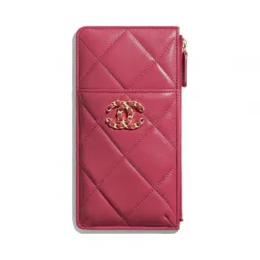 香奈儿/Chanel 香奈儿19手机壳与卡套  小羊皮、金色、银色与钌色金属  深粉红 AP1182-B02720-N6511