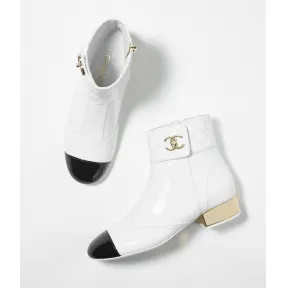 香奈儿/Chanel 山羊漆皮 - 白与黑, 短靴 — 精品 香奈儿 G39736X56929K5681