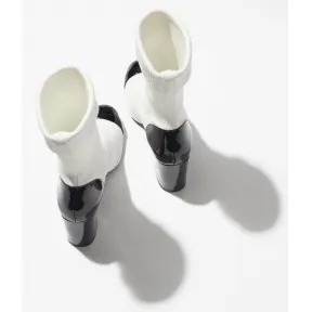 香奈儿/Chanel 针织与小牛漆皮 - 白与黑, 短靴 — 精品 香奈儿 G40134Y56560K5883