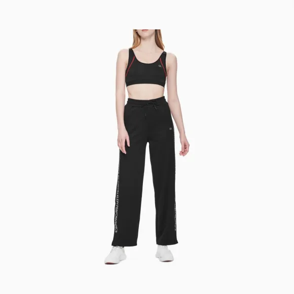 卡尔文·克莱恩/Calvin Klein 女士新款LOGO边阔腿针织休闲下装 4WS9P691-休闲运动系列