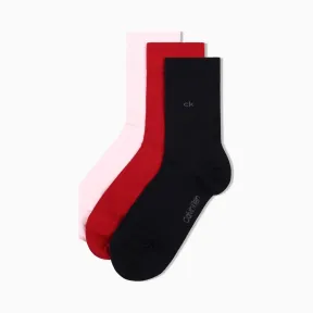 卡尔文·克莱恩/Calvin Klein 女士新款三双装Logo长袜袜子 ECH536A-配件系列