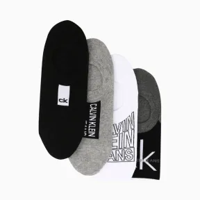 Calvin Klein 男袜 时尚简约Logo图案4双装船袜 Ecj231A-配件系列