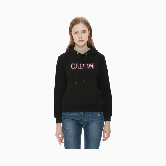 卡尔文·克莱恩/Calvin Klein 女士新款LOGO连帽针织休闲服 J210685-牛仔休闲系列