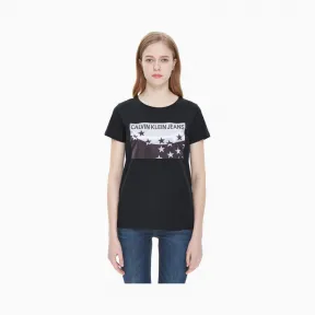 卡尔文·克莱恩/Calvin Klein 女士新款LOGO印花短袖T恤 J211316-牛仔休闲系列