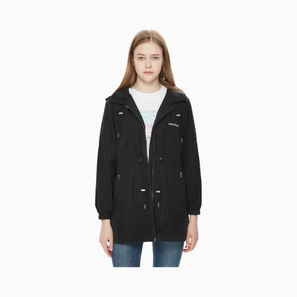 卡尔文·克莱恩/Calvin Klein 女士新款拉链连帽抽绳单夹克 J211368-牛仔休闲系列