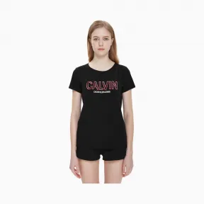 卡尔文·克莱恩/Calvin Klein 女士新款LOGO圆领短袖T恤 J211463-牛仔休闲系列