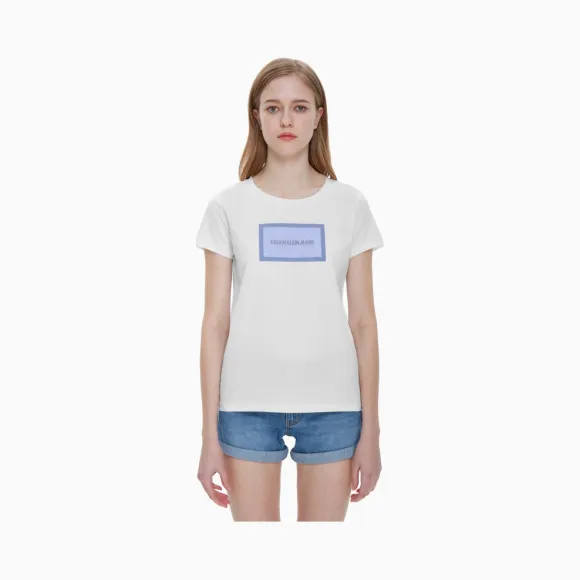 卡尔文·克莱恩/Calvin Klein 女士新款纯棉LOGO印花T恤 J211465-牛仔休闲系列