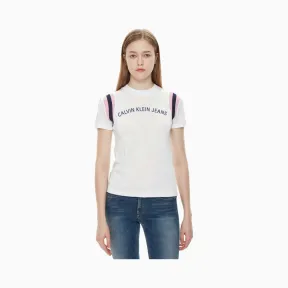 卡尔文·克莱恩/Calvin Klein 女士新款撞色短袖T恤 J211625-牛仔休闲系列
