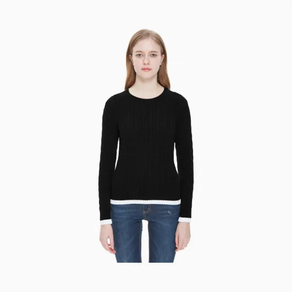 卡尔文·克莱恩/Calvin Klein 女士新款纯棉套头针织衫 J211701-牛仔休闲系列