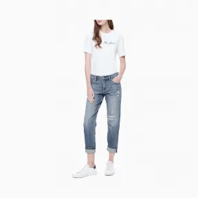 Calvin Kleinck Jeans 2019秋冬新款 女装中腰猫须破洞牛仔裤Ckj061 J211928-牛仔休闲系列